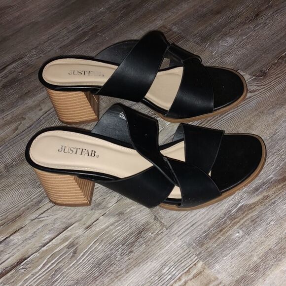 JustFab black Tamara Block Heeled Mule Sz 7.5 - Picture 5 of 8